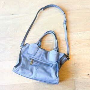 Designer Botkier Blue Leather Shoulder Bag with Adjustable Strap